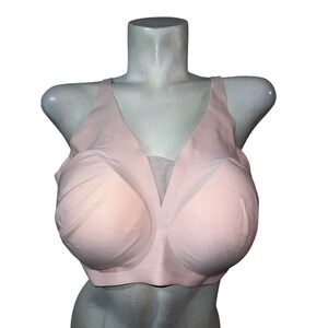 Knix Revolution Comfort Full Coverage Wirefree Bra Pink XXXL Mesh V-Neck